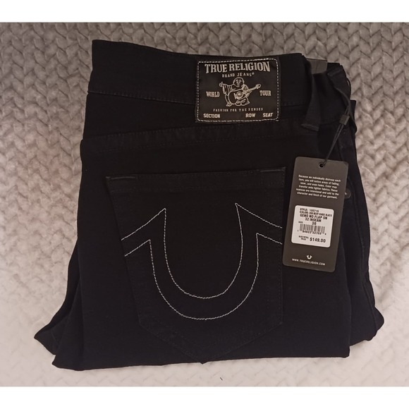 True Religion Jeans GENO Relaxed Slim Tag 36 Measures W36 x L32 NO FLAP SN Black - Picture 1 of 13